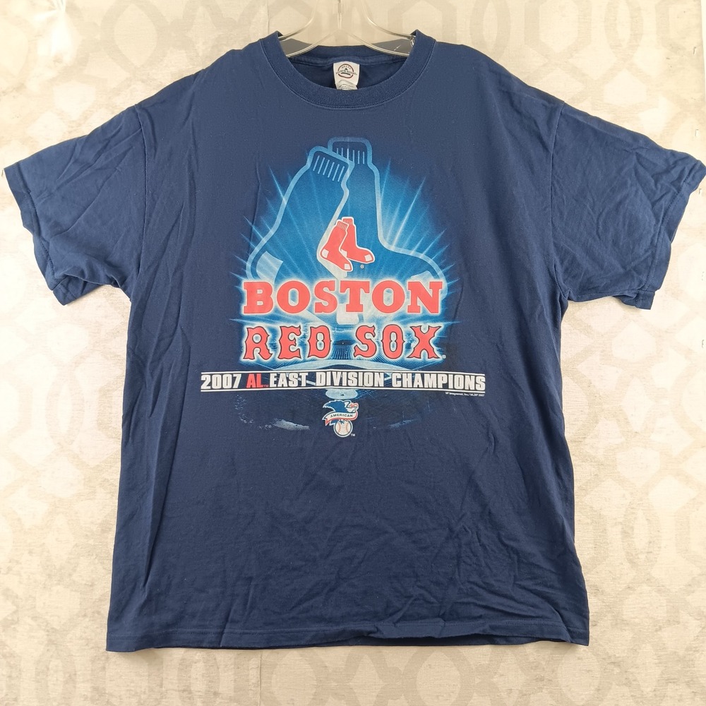 Boston Red Sox 2007 AL East Division Champions Navy T Shirt Mens Large Delta